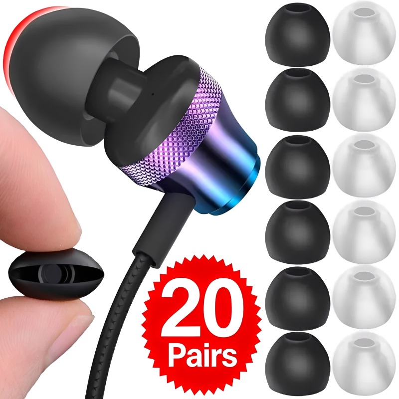 1-20Pairs Soft Silicone Replac - Silicone Ear Tip Replacement 评论和价格