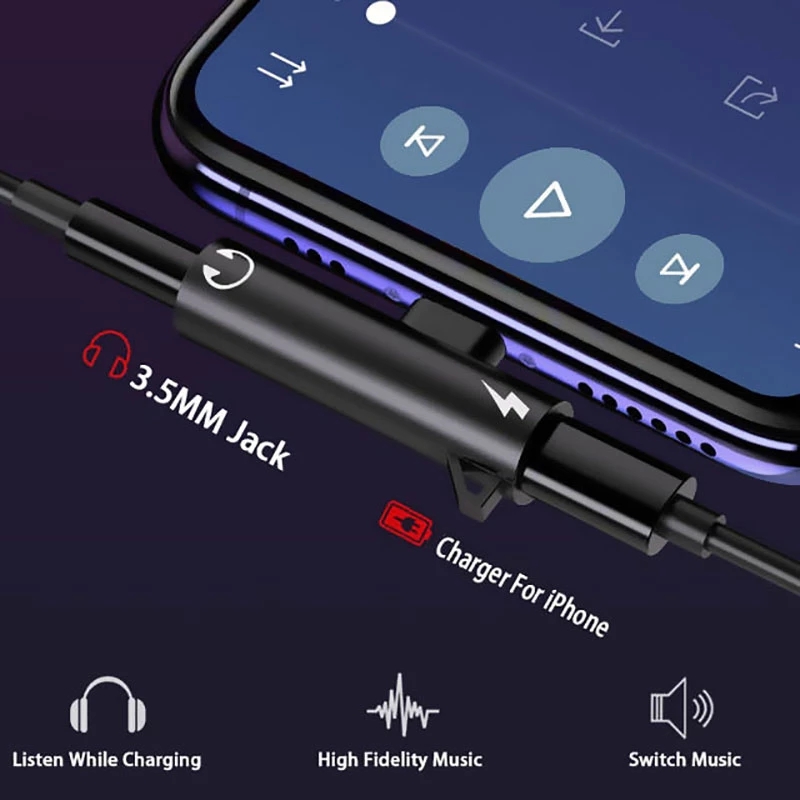 2 In1 Adapter Splitter For iPh - Earphone Splitter Jack 评论和价格