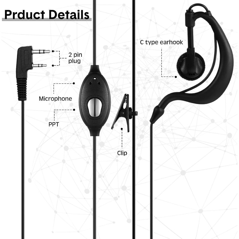 10pcs Walkie Talkie Earpiece w - Wired Earphone Mic 评论和价格
