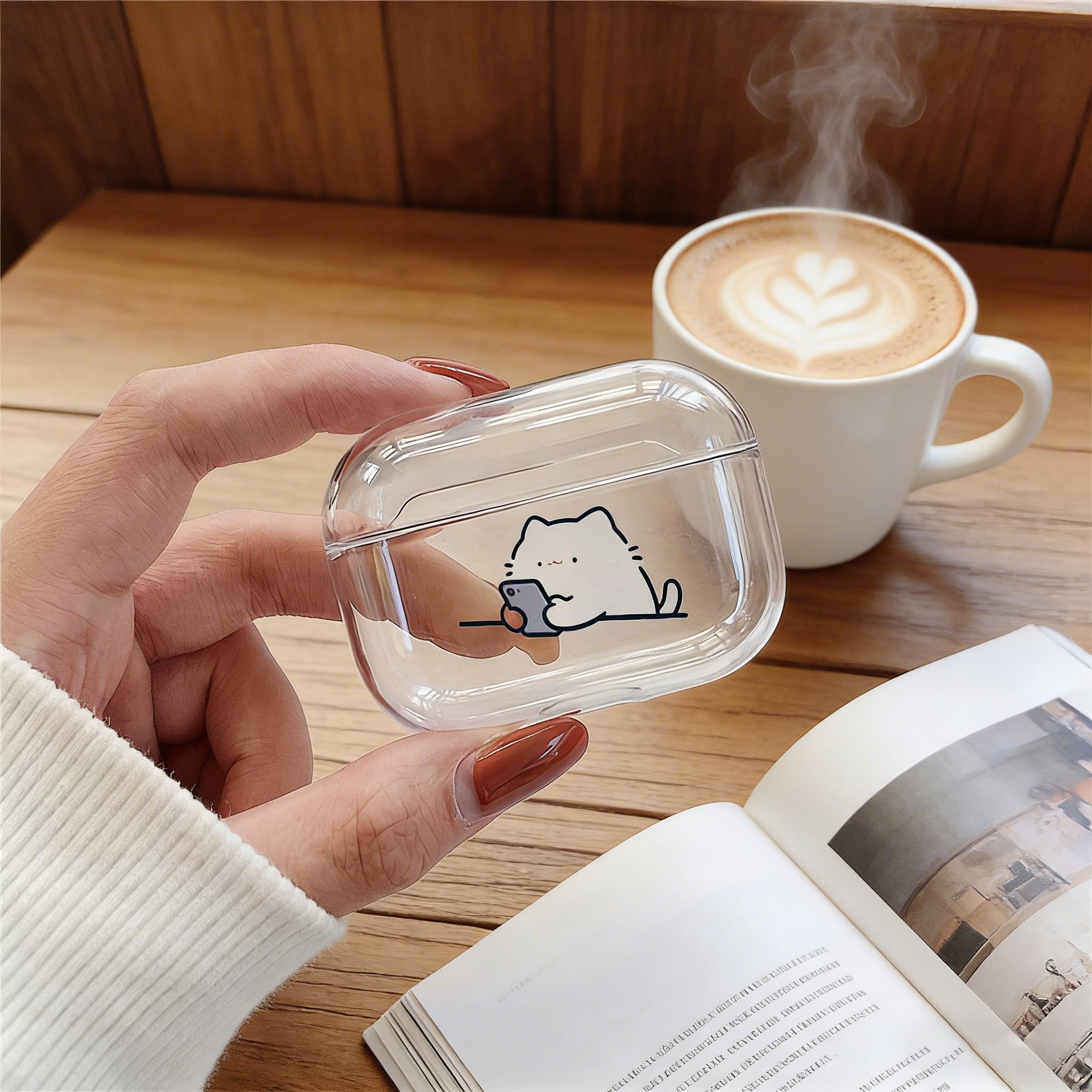 Cute Cat transparent Earphone  - Headphone Case Hard 评论和价格