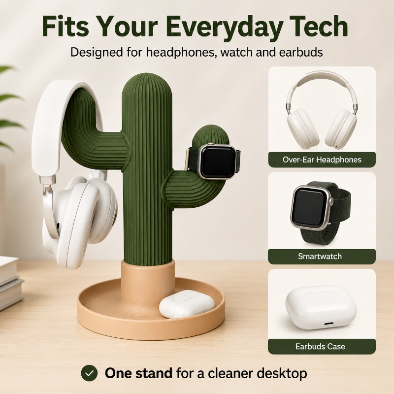 Minimalist Cactus Headset Stan - Headphone Stand Desk 评论和价格
