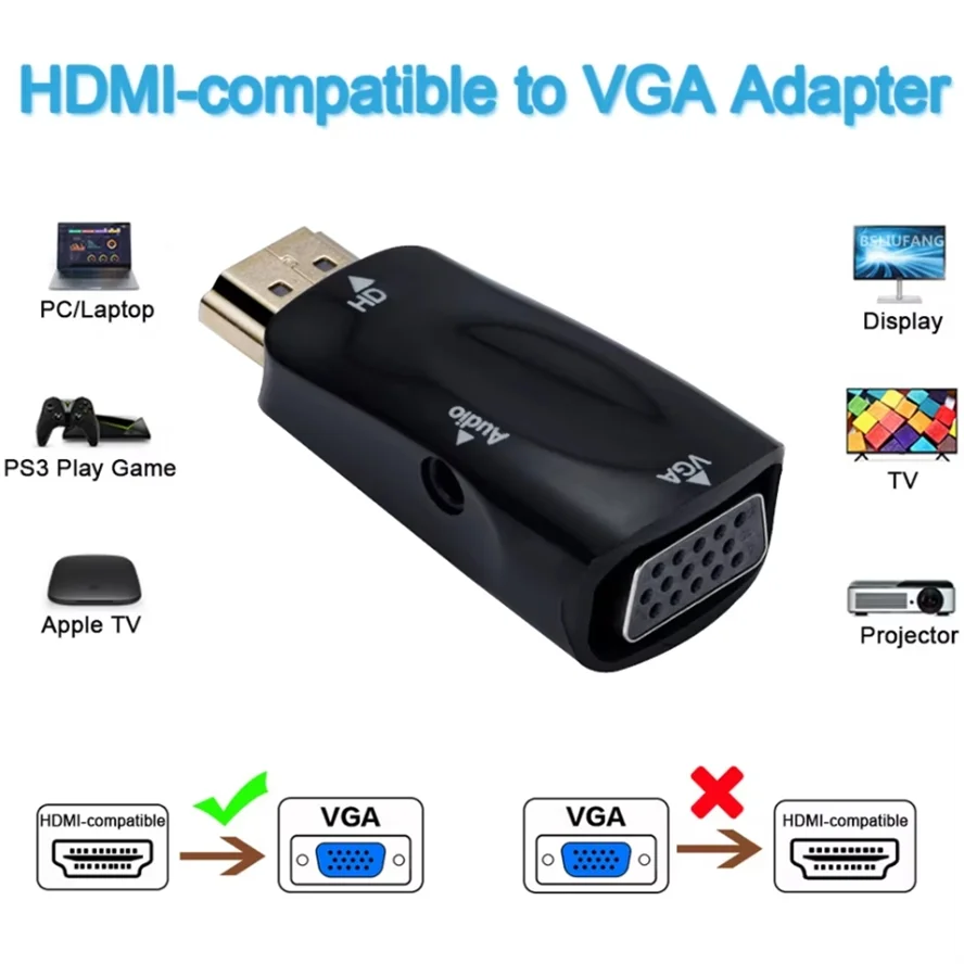 HDMI-compatible to VGA Cable C - Cable Extension 3.5 评论和价格