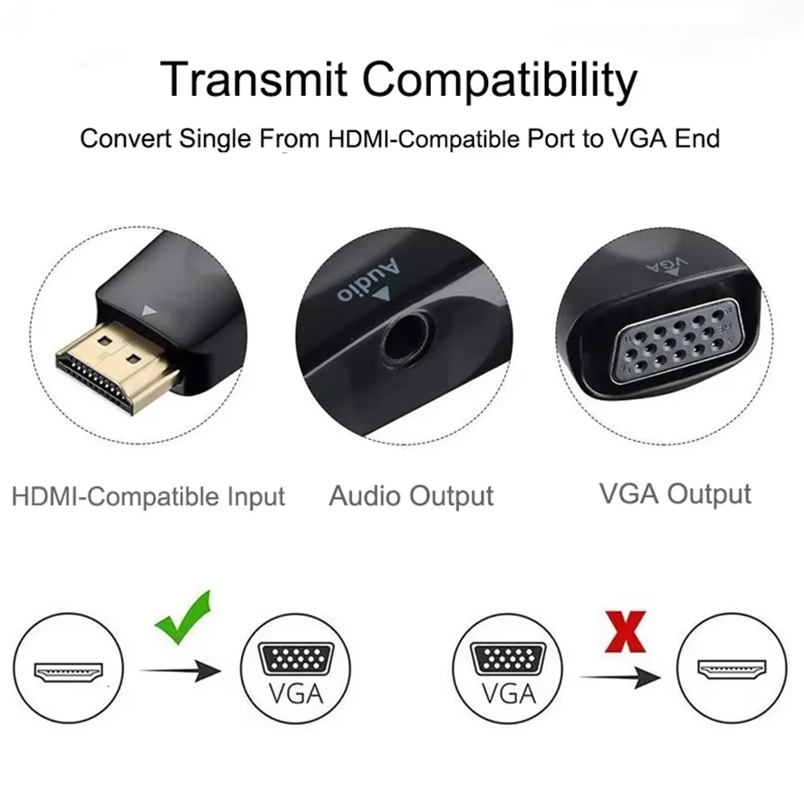 HDMI-compatible to VGA Cable C - Cable Extension 3.5 评论和价格